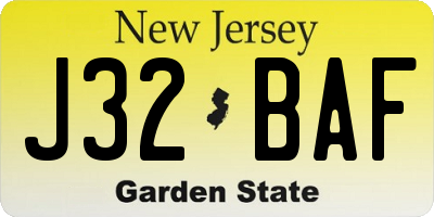 NJ license plate J32BAF