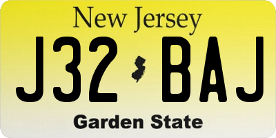 NJ license plate J32BAJ