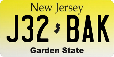 NJ license plate J32BAK