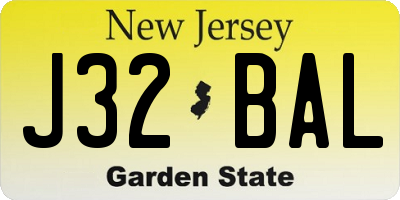 NJ license plate J32BAL