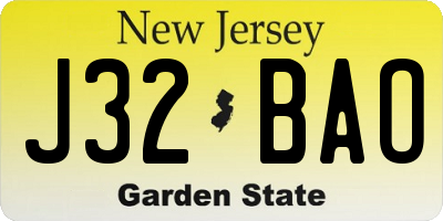 NJ license plate J32BAO