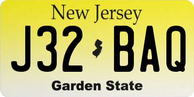 NJ license plate J32BAQ