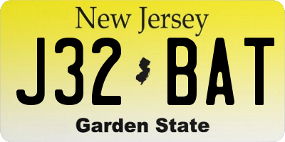 NJ license plate J32BAT