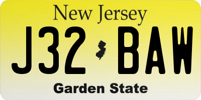 NJ license plate J32BAW