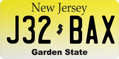 NJ license plate J32BAX