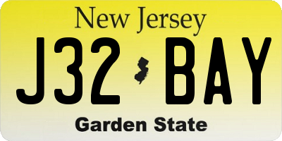 NJ license plate J32BAY