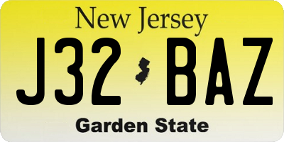NJ license plate J32BAZ