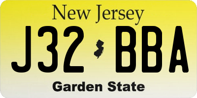 NJ license plate J32BBA