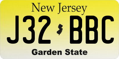 NJ license plate J32BBC