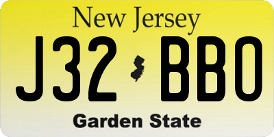 NJ license plate J32BBO