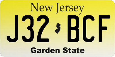NJ license plate J32BCF