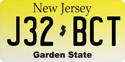 NJ license plate J32BCT