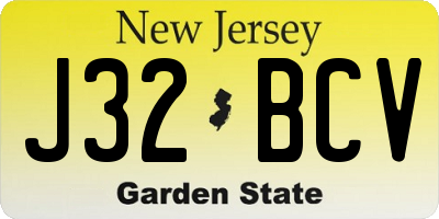 NJ license plate J32BCV