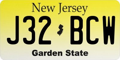 NJ license plate J32BCW
