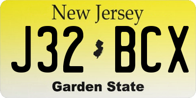 NJ license plate J32BCX
