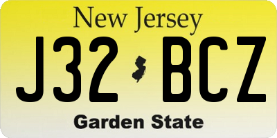 NJ license plate J32BCZ
