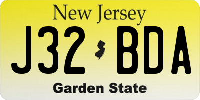 NJ license plate J32BDA