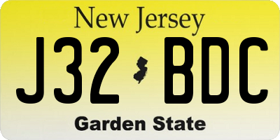 NJ license plate J32BDC