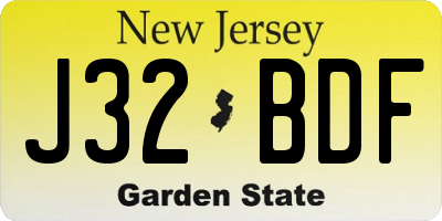 NJ license plate J32BDF