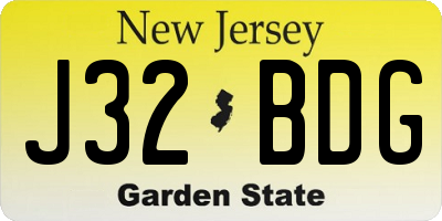 NJ license plate J32BDG