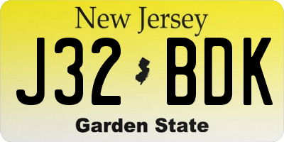 NJ license plate J32BDK