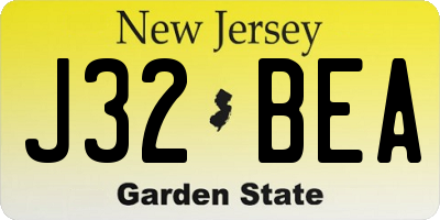 NJ license plate J32BEA