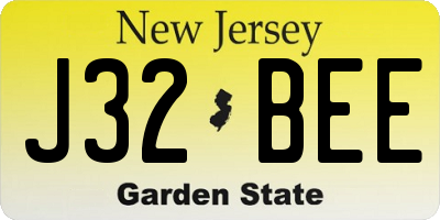 NJ license plate J32BEE