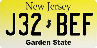 NJ license plate J32BEF