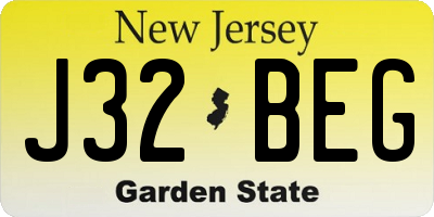 NJ license plate J32BEG