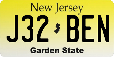 NJ license plate J32BEN