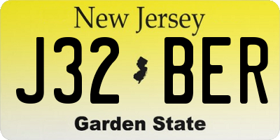 NJ license plate J32BER