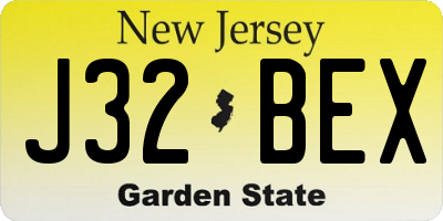 NJ license plate J32BEX