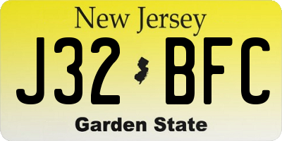 NJ license plate J32BFC