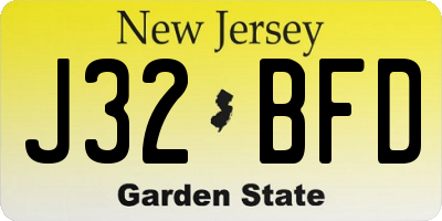 NJ license plate J32BFD