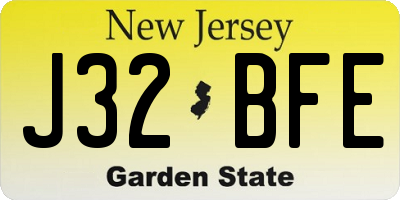NJ license plate J32BFE