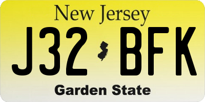 NJ license plate J32BFK