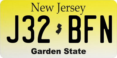 NJ license plate J32BFN