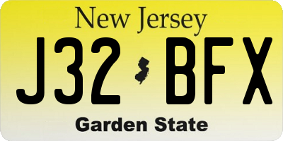 NJ license plate J32BFX