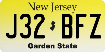 NJ license plate J32BFZ