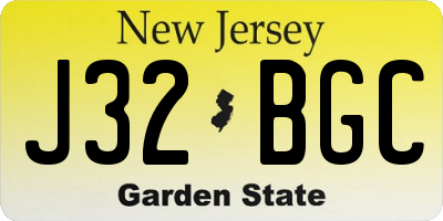 NJ license plate J32BGC