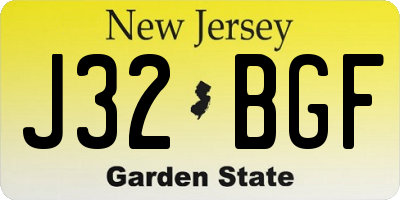 NJ license plate J32BGF