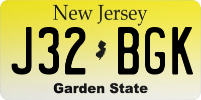 NJ license plate J32BGK