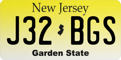 NJ license plate J32BGS