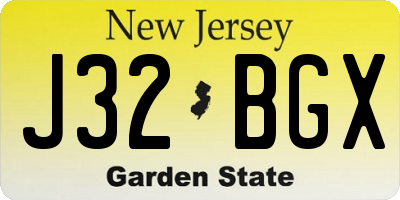 NJ license plate J32BGX