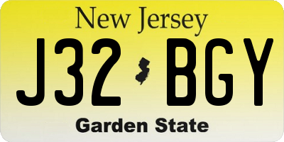 NJ license plate J32BGY