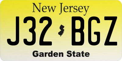 NJ license plate J32BGZ