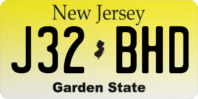 NJ license plate J32BHD