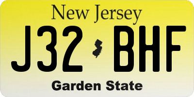 NJ license plate J32BHF