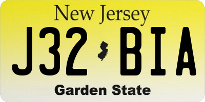 NJ license plate J32BIA