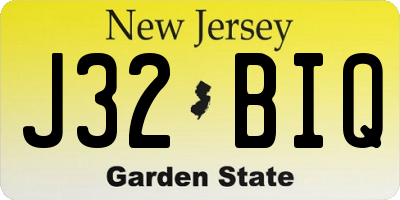 NJ license plate J32BIQ